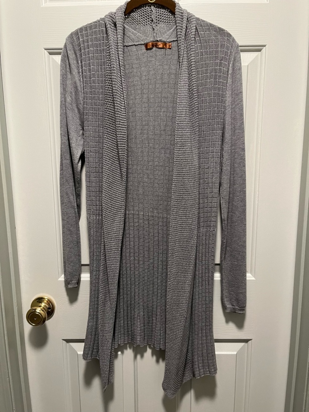 Belldini Light Gray Open-Front Long Cardigan